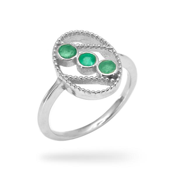 Silver ring emeraude Lucia